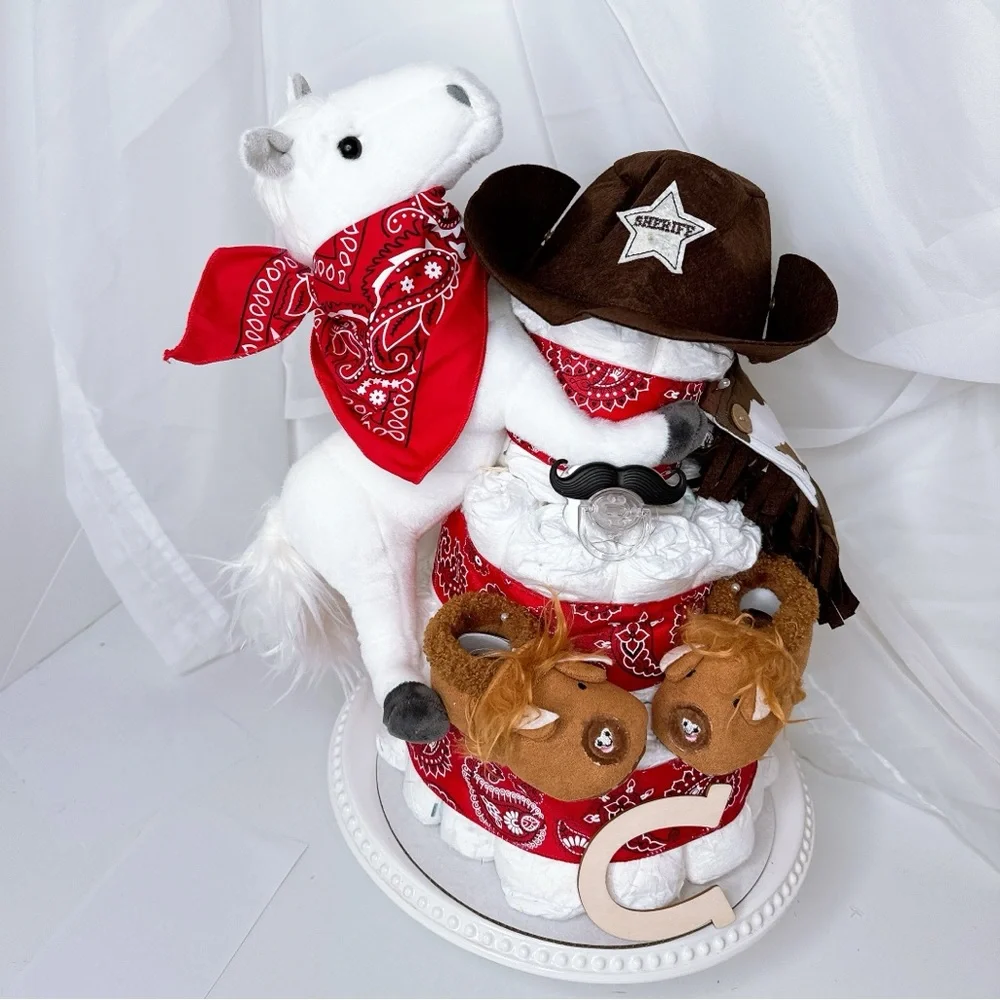 Cowboy Diaper Cake, Western Baby Shower Gift